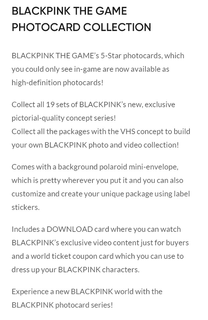 BLACKPINK - THE GAME - PHOTOCARD COLLECTION NO.1~3 – J-Store Online