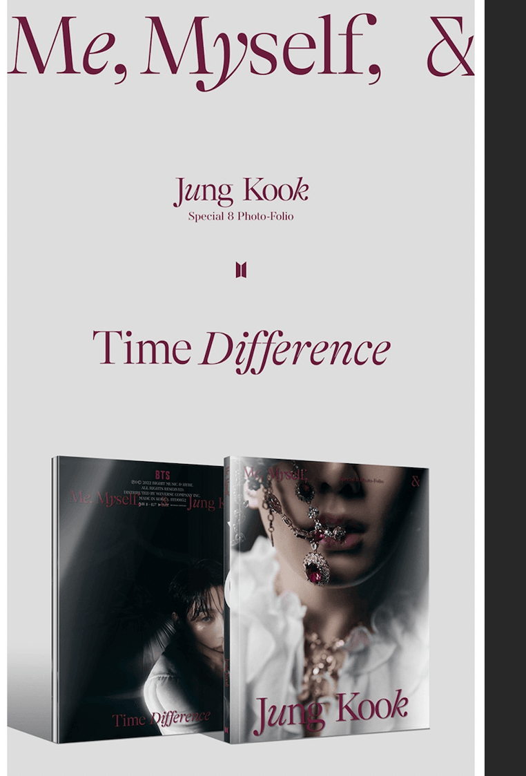 SPECIAL 8 PHOTO-FOLIO ME, MYSELF, AND JUNG KOOK 'TIME DIFFERENCE' - J-Store Online