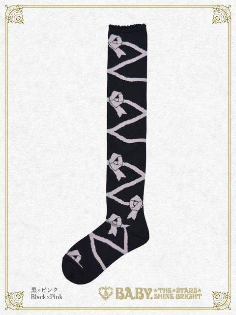 BABY THE STARS SHINE BRIGHT - Stripe Ribbon Lace Up OTK (Over Knee Socks) 2022 Version - J-Store Online
