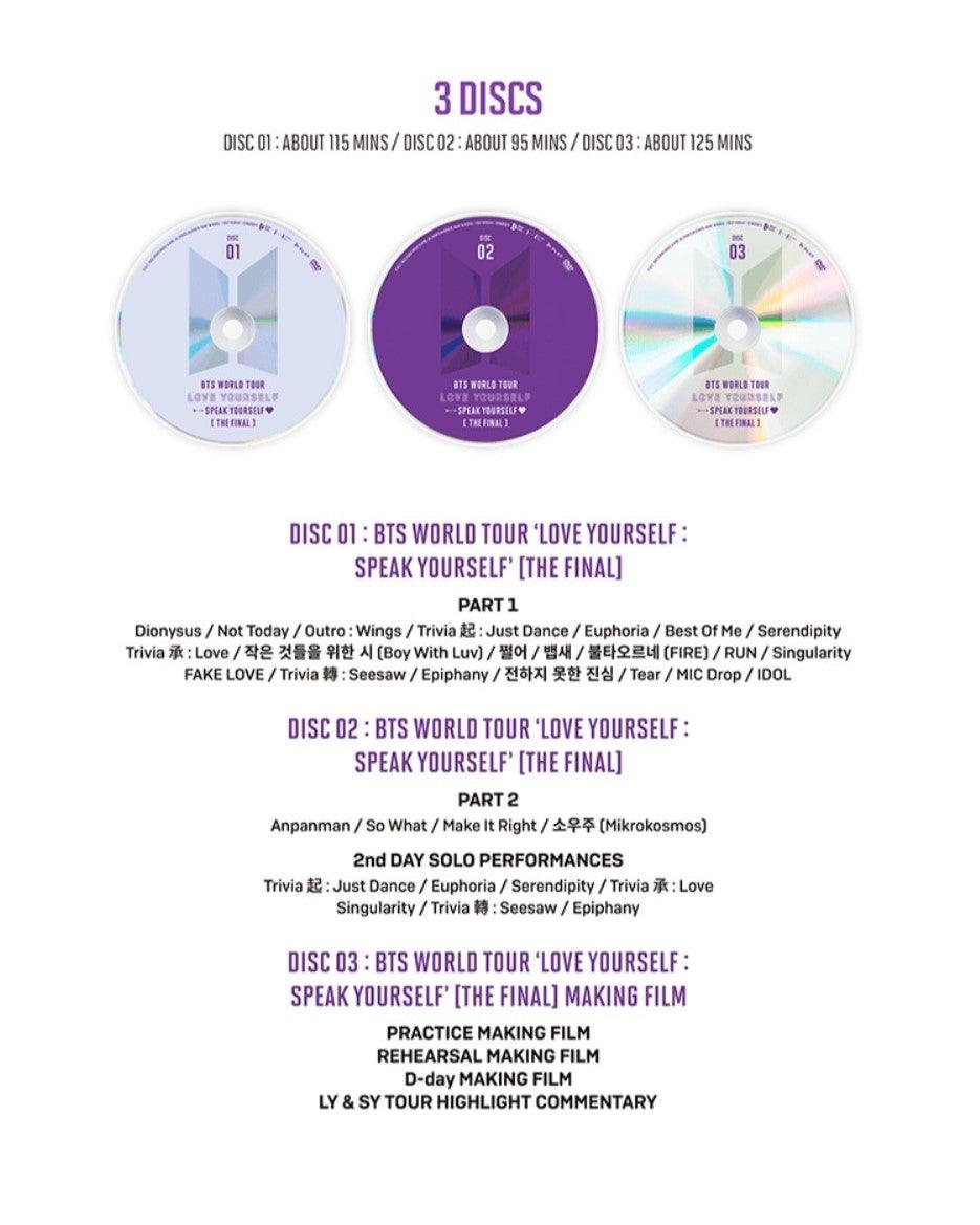 BTS - WORLD TOUR 'LOVE YOURSELF : SPEAK YOURSELF' [THE FINAL] DVD - J-Store Online